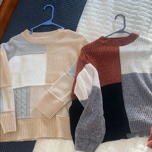 Pink Lily Colorblock Sweater Duo in Cream and Rust